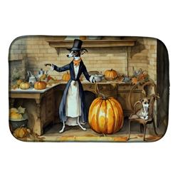21 x 14 in. Unisex Italian Greyhound Fall Kitchen Pumpkins Dish Drying Mat