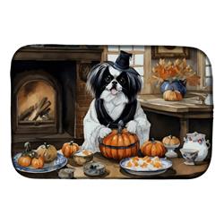 21 x 14 in. Unisex Japanese Chin Fall Kitchen Pumpkins Dish Drying Mat