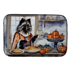 21 x 14 in. Unisex Keeshond Fall Kitchen Pumpkins Dish Drying Mat