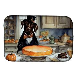 21 x 14 in. Unisex Chocolate Lab Fall Kitchen Pumpkins Dish Drying Mat