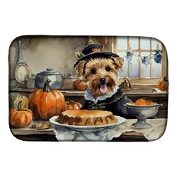 21 x 14 in. Unisex Lakeland Terrier Fall Kitchen Pumpkins Dish Drying Mat