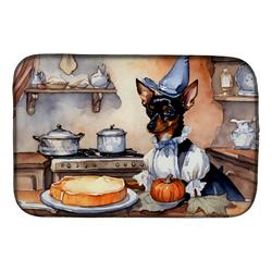 21 x 14 in. Unisex Miniature Pinscher Fall Kitchen Pumpkins Dish Drying Mat