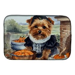 DAC1795DDM 21 x 14 in. Unisex Norfolk Terrier Fall Kitchen Pumpkins Dish Drying Mat