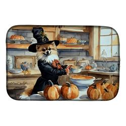 21 x 14 in. Unisex Pomeranian Fall Kitchen Pumpkins Dish Drying Mat