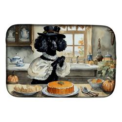 21 x 14 in. Unisex Poodle Fall Kitchen Pumpkins Dish Drying Mat