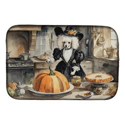 21 x 14 in. Unisex Poodle Fall Kitchen Pumpkins Dish Drying Mat