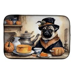 21 x 14 in. Unisex Pug Fall Kitchen Pumpkins Dish Drying Mat