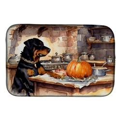 DAC1805DDM 21 x 14 in. Unisex Rottweiler Fall Kitchen Pumpkins Dish Drying Mat