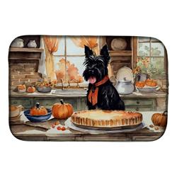 21 x 14 in. Unisex Scottish Terrier Fall Kitchen Pumpkins Dish Drying Mat