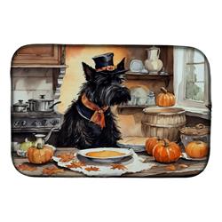 21 x 14 in. Unisex Scottish Terrier Fall Kitchen Pumpkins Dish Drying Mat