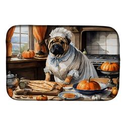 21 x 14 in. Unisex Shar Pei Fall Kitchen Pumpkins Dish Drying Mat