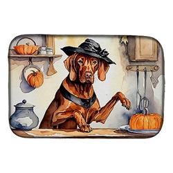 21 x 14 in. Unisex Vizsla Fall Kitchen Pumpkins Dish Drying Mat