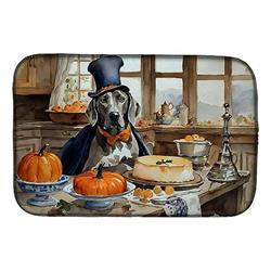 21 x 14 in. Unisex Weimaraner Fall Kitchen Pumpkins Dish Drying Mat