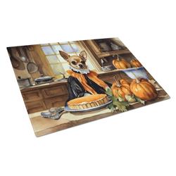 DAC1762LCB 15 x 12 in. Unisex Chihuahua Fall Kitchen Pumpkins Glass Cutting Board - Large