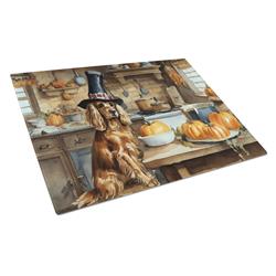 DAC1764LCB 15 x 12 in. Unisex Cocker Spaniel Fall Kitchen Pumpkins Glass Cutting Board - Large