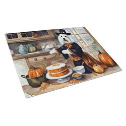 DAC1768LCB 15 x 12 in. Unisex Coton De Tulear Fall Kitchen Pumpkins Glass Cutting Board - Large