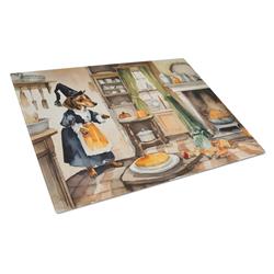 DAC1769LCB 15 x 12 in. Unisex Dachshund Fall Kitchen Pumpkins Glass Cutting Board - Large
