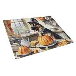 15 x 12 in. Unisex German Shepherd Fall Kitchen Pumpkins Glass Cutting Board - Large