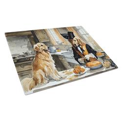 DAC1776LCB 15 x 12 in. Unisex Golden Retriever Fall Kitchen Pumpkins Glass Cutting Board - Large