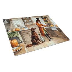 15 x 12 in. Unisex Irish Setter Fall Kitchen Pumpkins Glass Cutting Board - Large