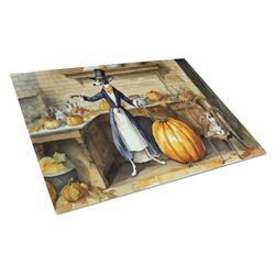 DAC1781LCB 15 x 12 in. Unisex Italian Greyhound Fall Kitchen Pumpkins Glass Cutting Board - Large
