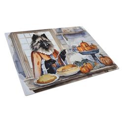 15 x 12 in. Unisex Keeshond Fall Kitchen Pumpkins Glass Cutting Board - Large