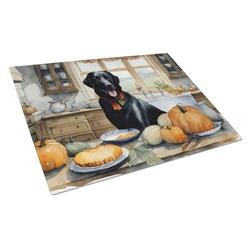 DAC1786LCB 15 x 12 in. Unisex Black Lab Fall Kitchen Pumpkins Glass Cutting Board - Large