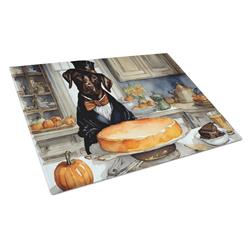 15 x 12 in. Unisex Chocolate Lab Fall Kitchen Pumpkins Glass Cutting Board - Large