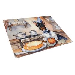 DAC1794LCB 15 x 12 in. Unisex Miniature Pinscher Fall Kitchen Pumpkins Glass Cutting Board - Large