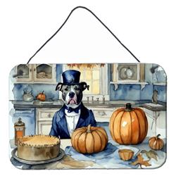 DAC1725DS812 12 x 8 in. Unisex Pit Bull Terrier Fall Kitchen Pumpkins Wall or Door Hanging Prints