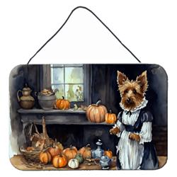 DAC1729DS812 12 x 8 in. Unisex Australian Terrier Fall Kitchen Pumpkins Wall or Door Hanging Prints