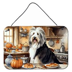 DAC1734DS812 12 x 8 in. Unisex Bearded Collie Fall Kitchen Pumpkins Wall or Door Hanging Prints