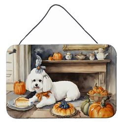 DAC1740DS812 12 x 8 in. Unisex Bichon Frise Fall Kitchen Pumpkins Wall or Door Hanging Prints