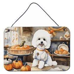 DAC1741DS812 12 x 8 in. Unisex Bichon Frise Fall Kitchen Pumpkins Wall or Door Hanging Prints