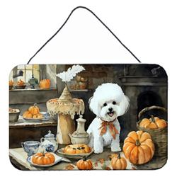 DAC1742DS812 12 x 8 in. Unisex Bichon Frise Fall Kitchen Pumpkins Wall or Door Hanging Prints