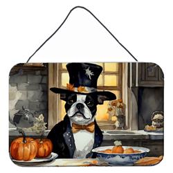 DAC1747DS812 12 x 8 in. Unisex Boston Terrier Fall Kitchen Pumpkins Wall or Door Hanging Prints