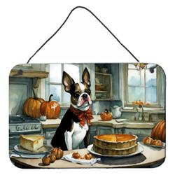 DAC1749DS812 12 x 8 in. Unisex Boston Terrier Fall Kitchen Pumpkins Wall or Door Hanging Prints