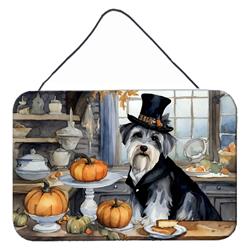 DAC1809DS812 12 x 8 in. Unisex Schnauzer Fall Kitchen Pumpkins Wall or Door Hanging Prints