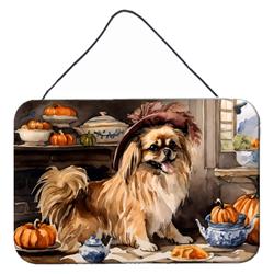 DAC1820DS812 12 x 8 in. Unisex Tibetan Spaniel Fall Kitchen Pumpkins Wall or Door Hanging Prints