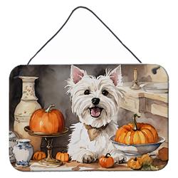 DAC1823DS812 12 x 8 in. Unisex Westie Fall Kitchen Pumpkins Wall or Door Hanging Prints