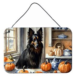 DAC1828DS812 12 x 8 in. Unisex Belgian Sheepdog Fall Kitchen Pumpkins Wall or Door Hanging Prints