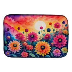 21 x 14 in. Unisex Dahlias in Color Dish Drying Mat