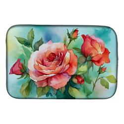 DAC1700DDM 21 x 14 in. Oklahoma Roses in Watercolor Dish Drying Mat