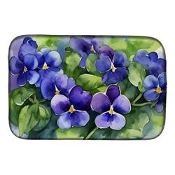 21 x 14 in. Unisex Rhode Island Violets in Watercolor Dish Drying Mat