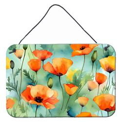 DAC1629DS812 12 x 8 in. Unisex California California Poppies in Watercolor Wall or Door Hanging Prints