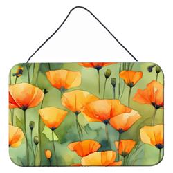 DAC1630DS812 12 x 8 in. Unisex California California Poppies in Watercolor Wall or Door Hanging Prints