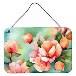 DAC1636DS812 12 x 8 in. Unisex Delaware Peach Blossom in Watercolor Wall or Door Hanging Prints