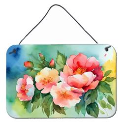 DAC1639DS812 12 x 8 in. Unisex Georgia Cherokee Rose in Watercolor Wall or Door Hanging Prints