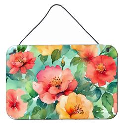 DAC1640DS812 12 x 8 in. Unisex Georgia Cherokee Rose in Watercolor Wall or Door Hanging Prints