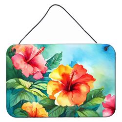 DAC1641DS812 12 x 8 in. Unisex Hawaii Hawaiian Hibiscus in Watercolor Wall or Door Hanging Prints